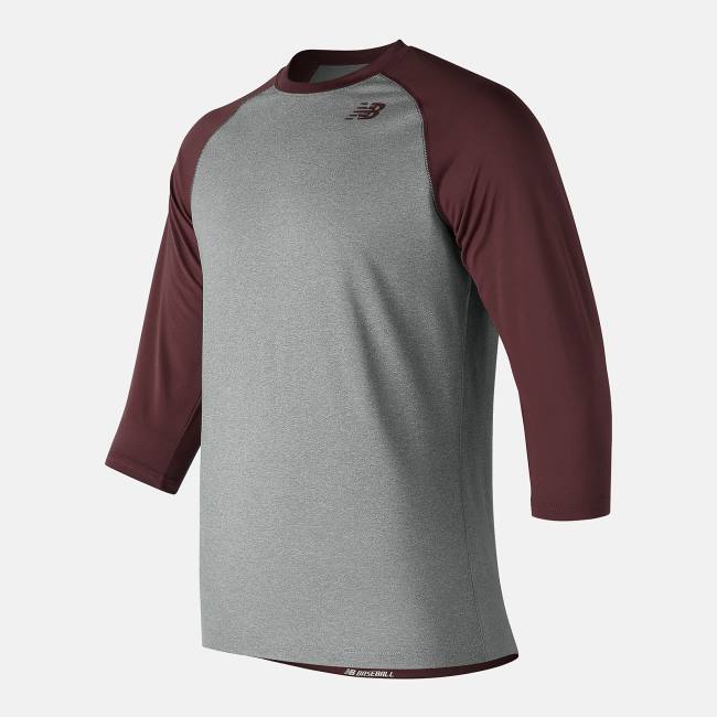 New Balance 3/4 Baseball Raglan Top T-shirt Herr Vinröda | NB582HVX