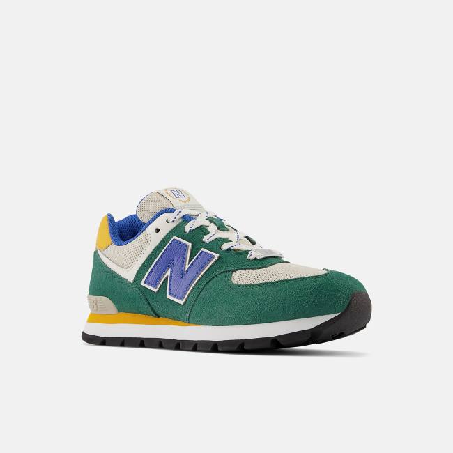 New Balance 574 Sneakers Barn Gröna Mörkblå | NB079JML