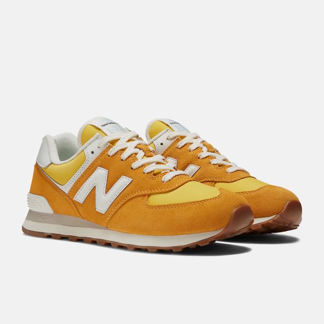 New Balance 574 Sneakers Herr Guld Vita | NB804AGU