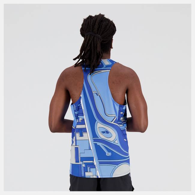 New Balance 5th Avenue Mile Singlet T-shirt Herr Mörkblå | NB954PZT