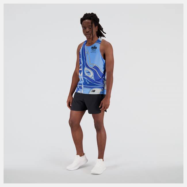 New Balance 5th Avenue Mile Singlet T-shirt Herr Mörkblå | NB954PZT