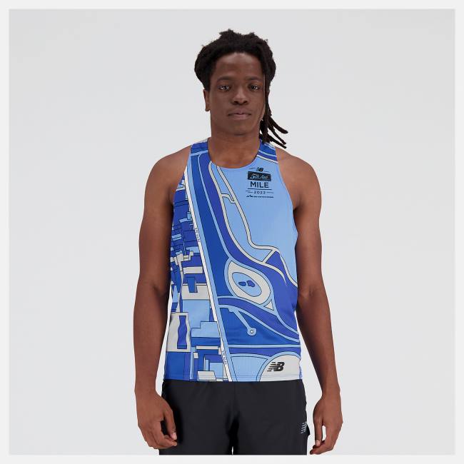 New Balance 5th Avenue Mile Singlet T-shirt Herr Mörkblå | NB954PZT