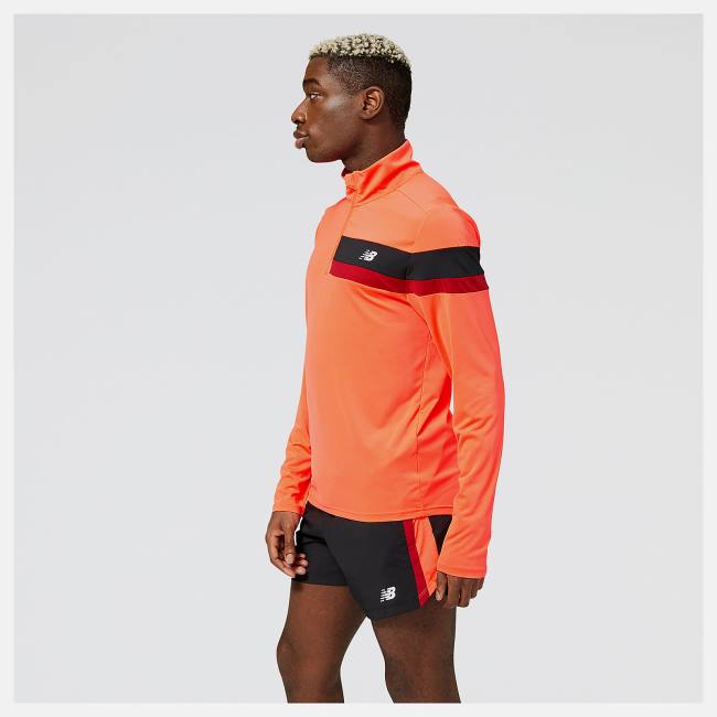 New Balance Accelerate Half Zip T-shirt Herr Röda | NB617TVB