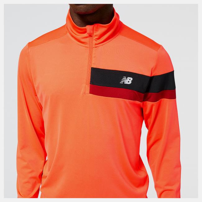 New Balance Accelerate Half Zip T-shirt Herr Röda | NB617TVB