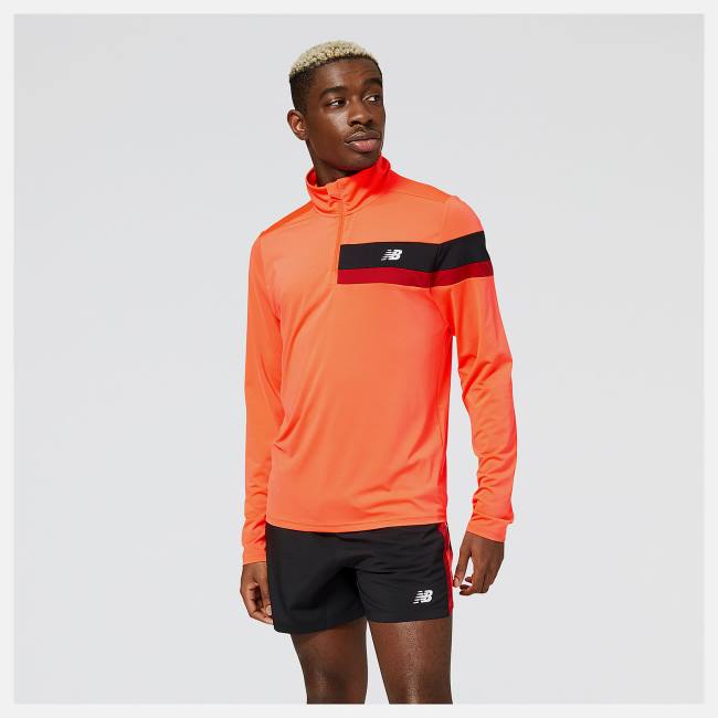 New Balance Accelerate Half Zip T-shirt Herr Röda | NB617TVB