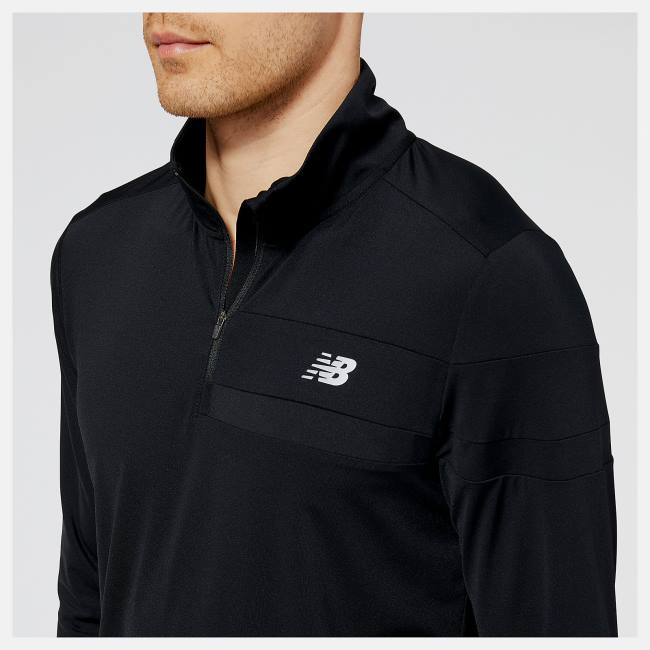 New Balance Accelerate Half Zip T-shirt Herr Svarta | NB936NHQ