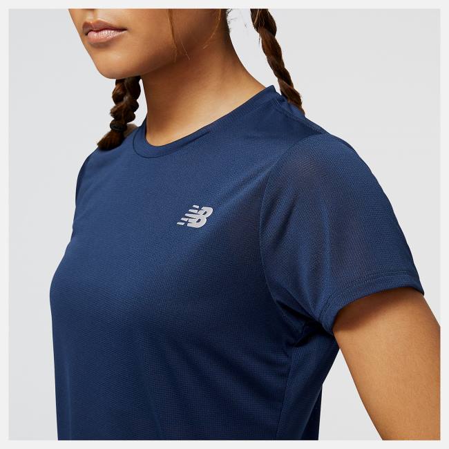 New Balance Accelerate Korta Sleeve Top T-shirt Dam Beige Indigo | NB027FUZ