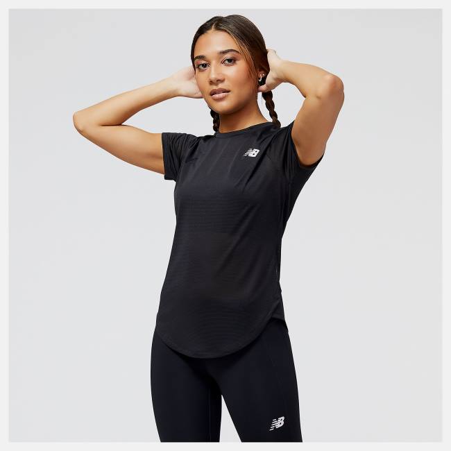 New Balance Accelerate Korta Sleeve Top T-shirt Dam Svarta | NB587UMW