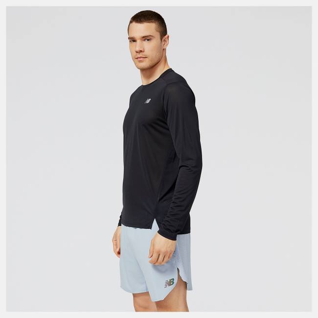 New Balance Accelerate Long Sleeve T-shirt Herr Svarta | NB048JQR