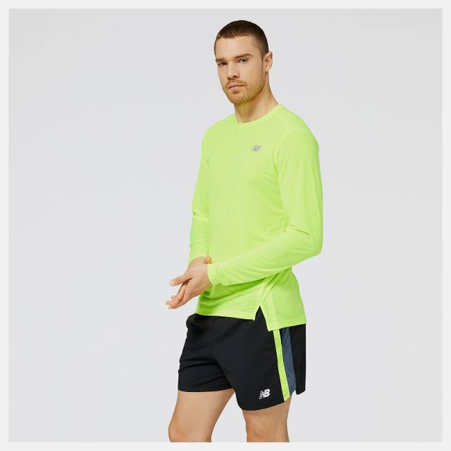 New Balance Accelerate Long Sleeve T-shirt Herr Gröna | NB067HXJ