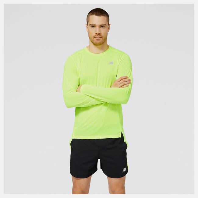 New Balance Accelerate Long Sleeve T-shirt Herr Gröna | NB067HXJ