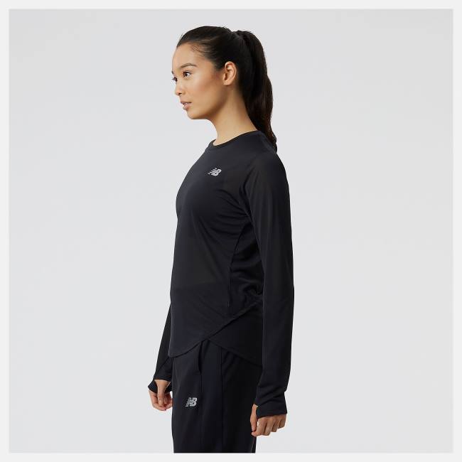 New Balance Accelerate Long Sleeve Top T-shirt Dam Svarta | NB354XBI