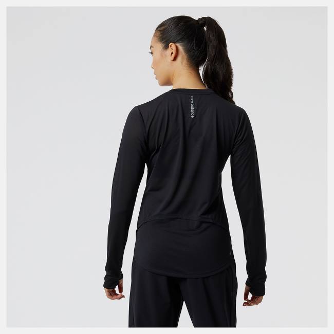 New Balance Accelerate Long Sleeve Top T-shirt Dam Svarta | NB354XBI