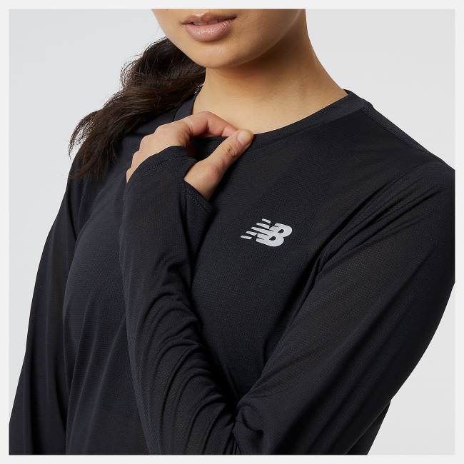 New Balance Accelerate Long Sleeve Top T-shirt Dam Svarta | NB354XBI