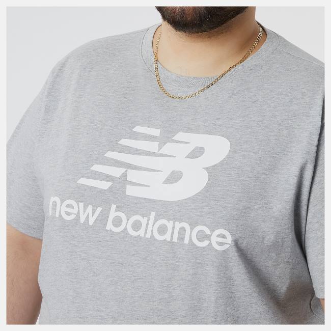 New Balance Essentials Stacked Logo Tee T-shirt Herr Grå | NB430FYZ