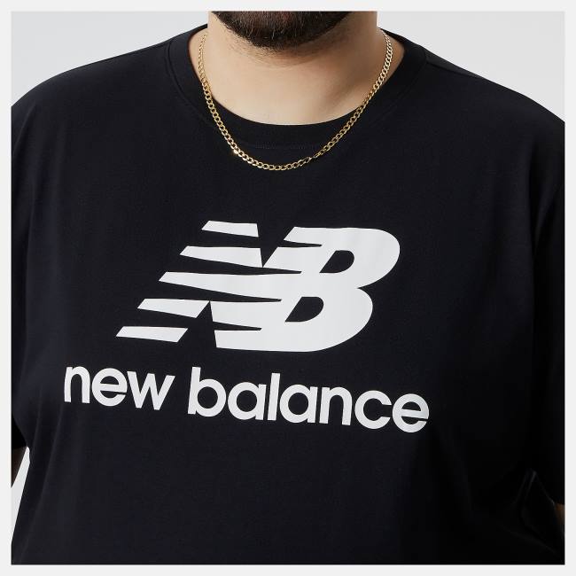 New Balance Essentials Stacked Logo Tee T-shirt Herr Svarta | NB489KPX