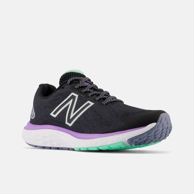 New Balance Fresh Foam 680v7 Löparskor Dam Svarta Ljusmintgröna Lila | NB720JTE