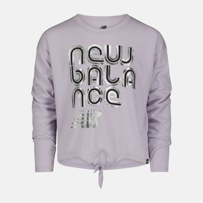 New Balance Girls Long Sleeve Knotted Tee Girls T-shirt Barn Grå Lila | NB621TIR