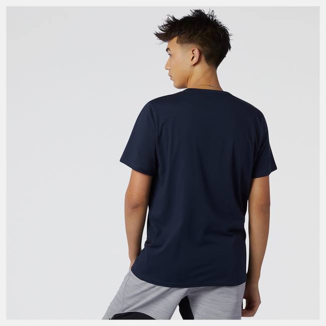 New Balance Heathertech Tee T-shirt Herr Marinblå | NB035ABC