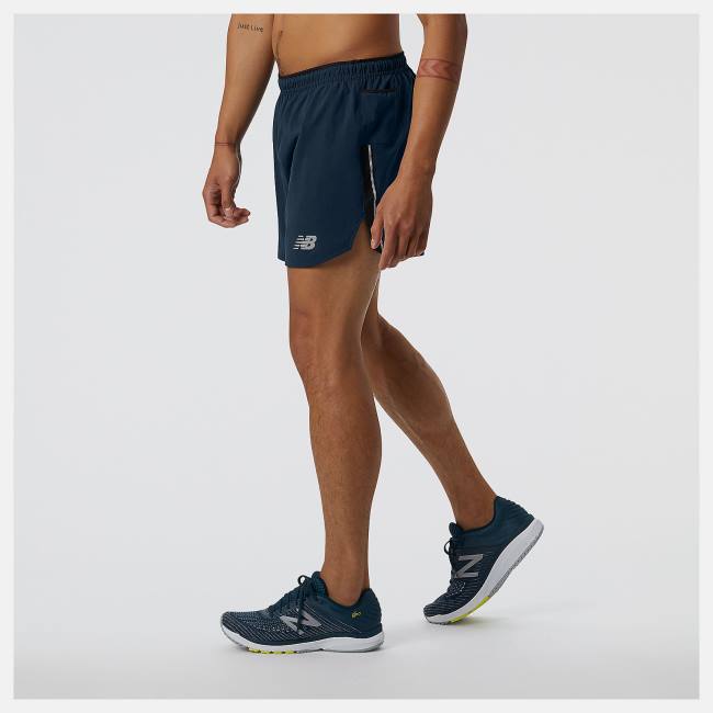 New Balance Impact Run 5 Inch Shorts Herr Beige Indigo | NB236COX