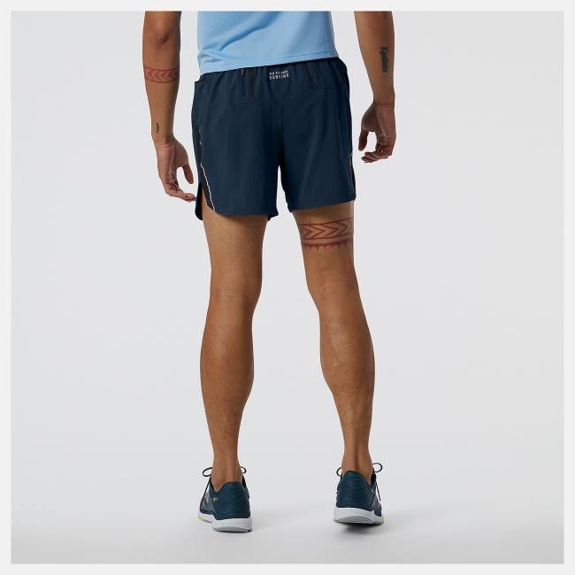 New Balance Impact Run 5 Inch Shorts Herr Beige Indigo | NB236COX