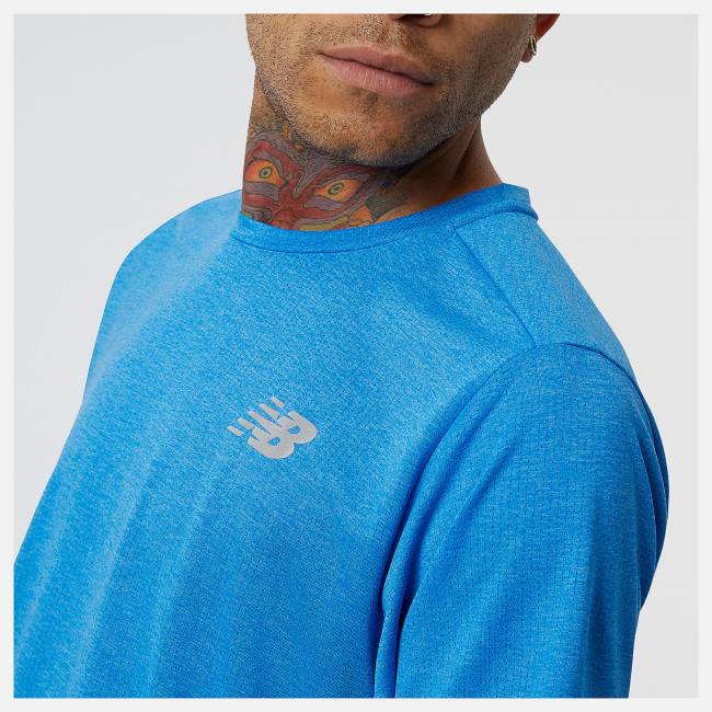 New Balance Impact Run Korta Sleeve T-shirt Herr Blå | NB167IRD