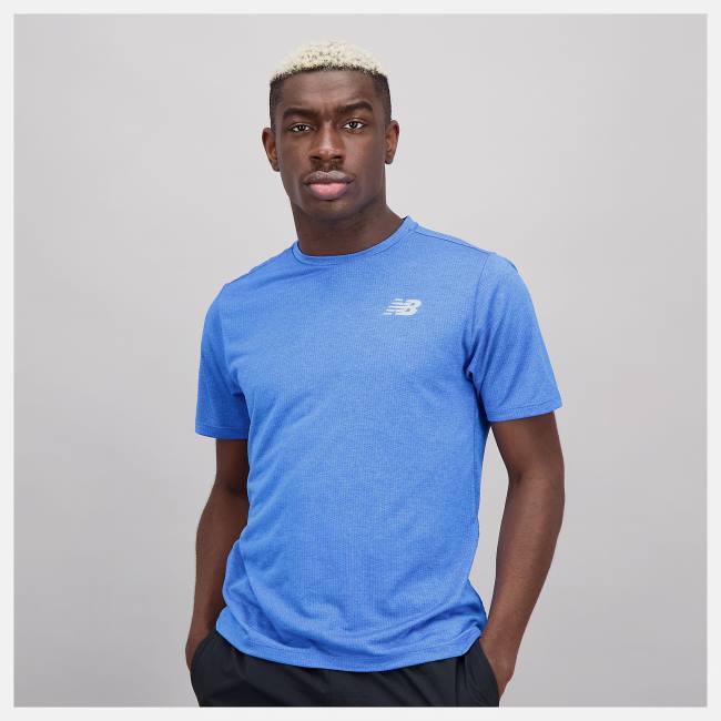 New Balance Impact Run Korta Sleeve T-shirt Herr Blå | NB167IRD