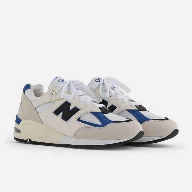 New Balance Made in USA 990v2 Sneakers Herr Vita Blå | NB563JDH