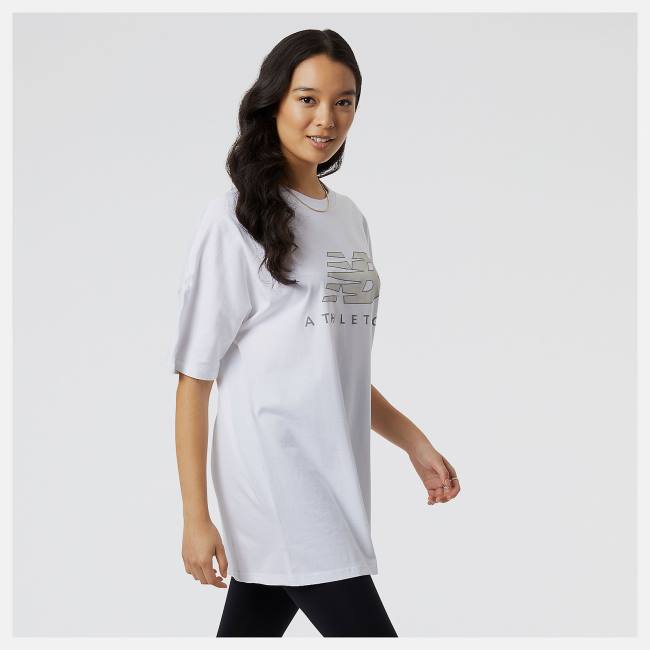 New Balance NB Athletics Oversized Tee T-shirt Dam Vita | NB627OEV