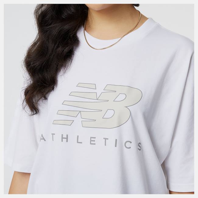 New Balance NB Athletics Oversized Tee T-shirt Dam Vita | NB627OEV