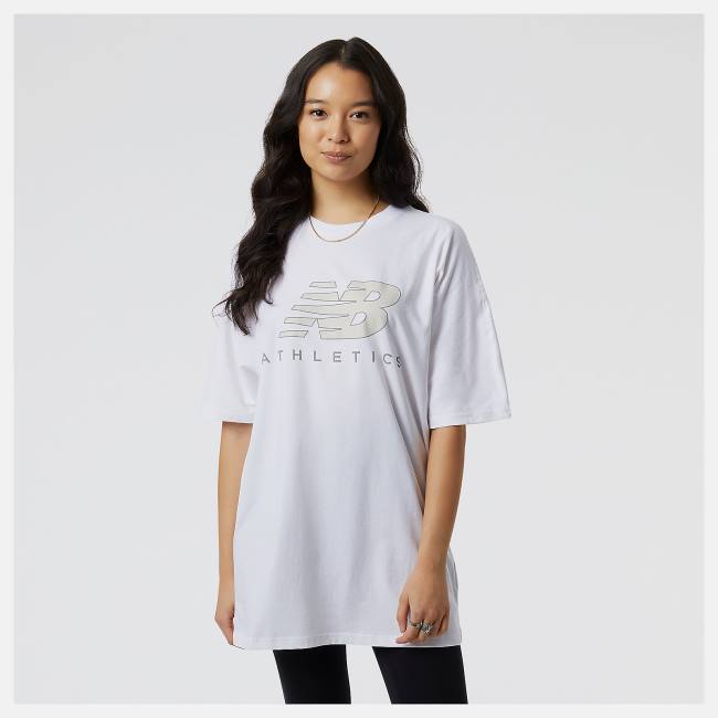 New Balance NB Athletics Oversized Tee T-shirt Dam Vita | NB627OEV