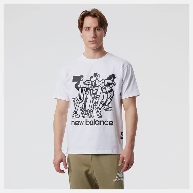 New Balance NB Athletics Seb Curi Runners Tee T-shirt Herr Vita | NB679OST