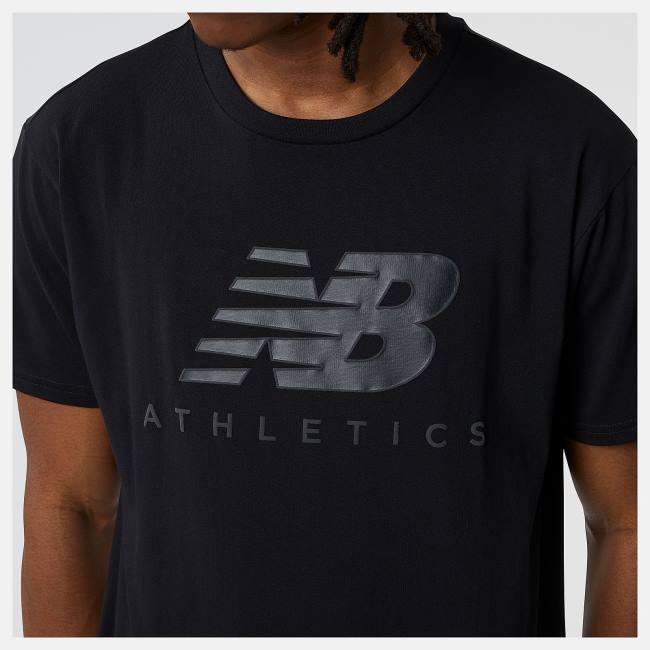 New Balance NB Athletics Tryck Logo Tee T-shirt Herr Svarta | NB027KSC