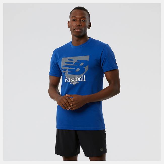 New Balance NB Baseball Plate Tee T-shirt Herr Kungsblått | NB024CXV