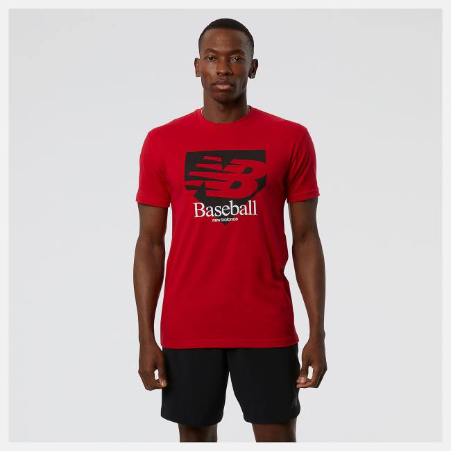 New Balance NB Baseball Plate Tee T-shirt Herr Röda | NB862LSQ