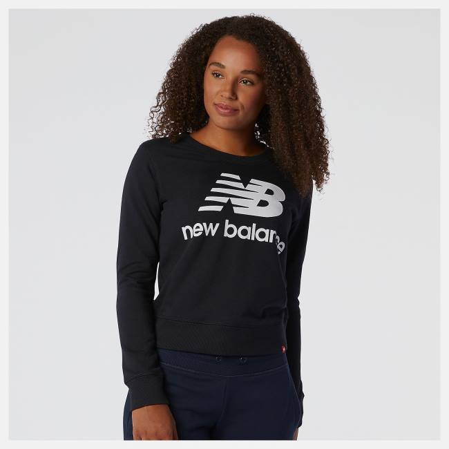 New Balance NB Essentials Crew Fleece Tröjor Dam Svarta | NB570SHQ