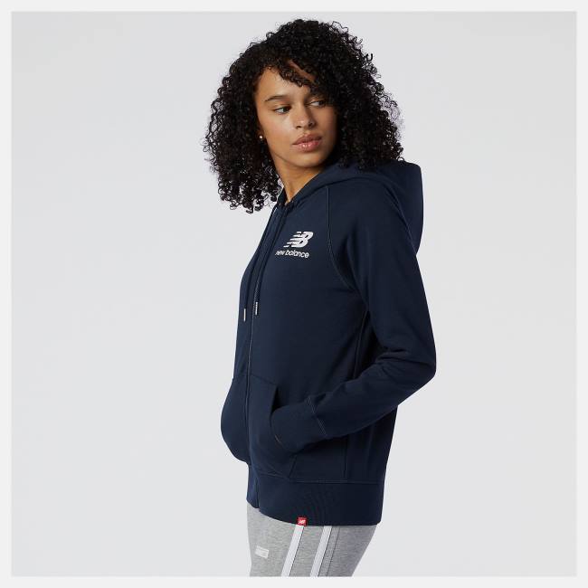 New Balance NB Essentials Full Zip Hoodie Dam Marinblå | NB961ARL