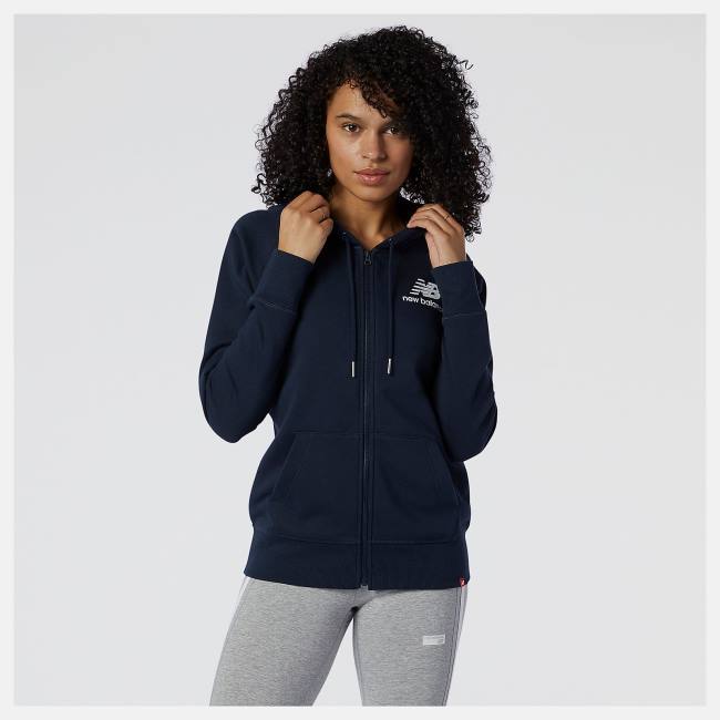 New Balance NB Essentials Full Zip Hoodie Dam Marinblå | NB961ARL