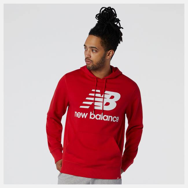 New Balance NB Essentials Pullover Hoodie Herr Röda | NB267BDA