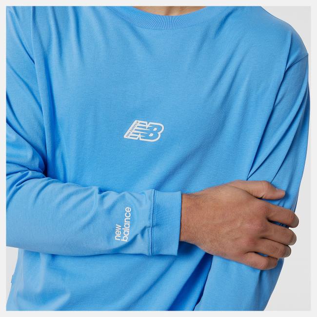 New Balance NB Essentials Seasonal Long Sleeve Tee T-shirt Herr Blå | NB921CBX