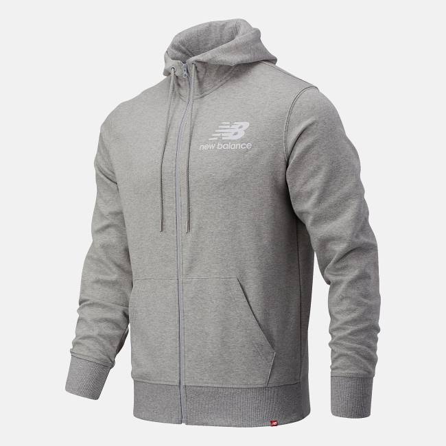 New Balance NB Essentials Stacked Full Zip Hoodie Herr Grå | NB926PWT