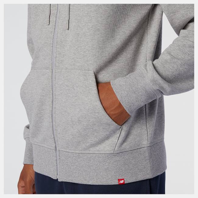 New Balance NB Essentials Stacked Full Zip Hoodie Herr Grå | NB926PWT