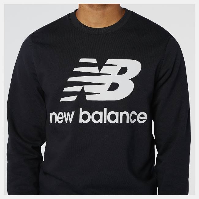 New Balance NB Essentials Stacked Logo Crew Tröjor Herr Svarta | NB032GLY