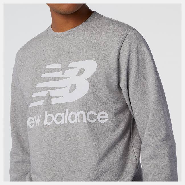 New Balance NB Essentials Stacked Logo Crew Tröjor Herr Grå | NB306NEK