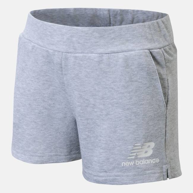 New Balance NB Essentials Stacked Logo French Terry Girls Shorts Barn Grå | NB495HLE