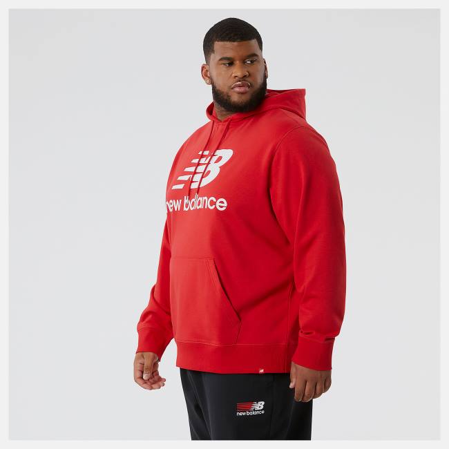 New Balance NB Essentials Stacked Logo Po Hoodie Herr Röda | NB294NZK