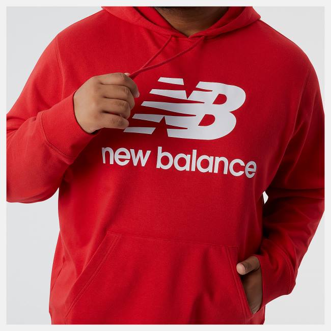 New Balance NB Essentials Stacked Logo Po Hoodie Herr Röda | NB294NZK