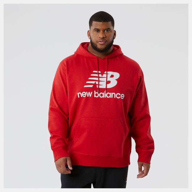 New Balance NB Essentials Stacked Logo Po Hoodie Herr Röda | NB294NZK