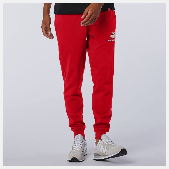 New Balance NB Essentials Stacked Logo Sweatpant Byxor Herr Röda | NB342PKS