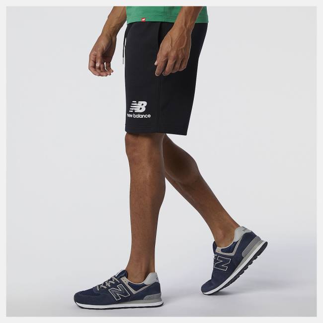 New Balance NB Essentials Stacked Logo Shorts Herr Svarta | NB817AHX